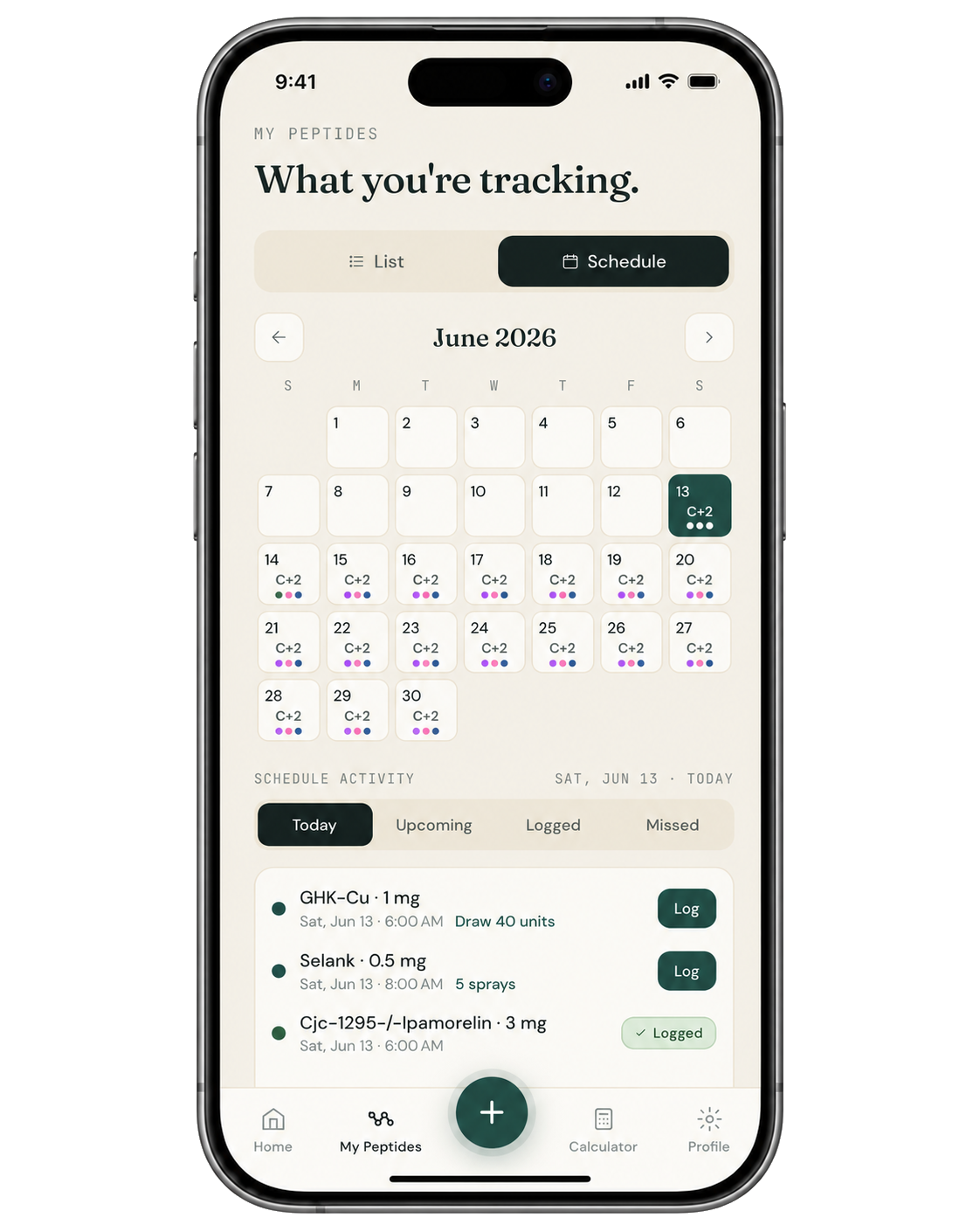 PepCue schedule calendar screen
